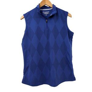 Sunice Top Shirt Womens L Blue Quarter Zip Sleeveless Golf Activewear